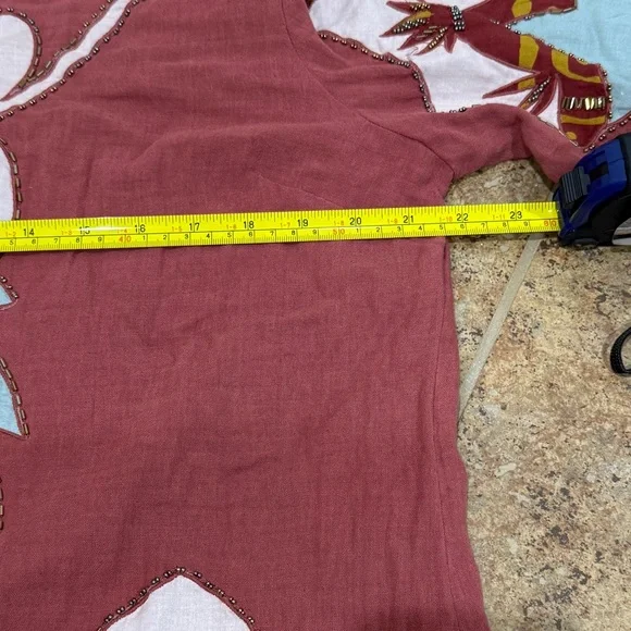 Soft Surroundings Tierra Gauze Beaded Floral Print Caftan Dress XL Petite Resort - Picture 4 of 10